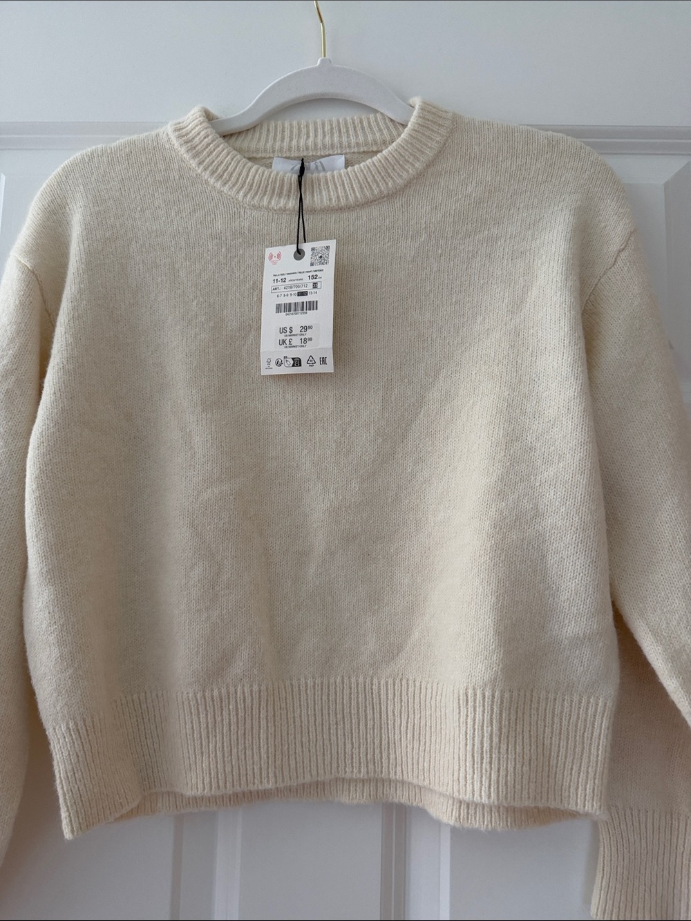 Zara Cream Crewneck Sweater